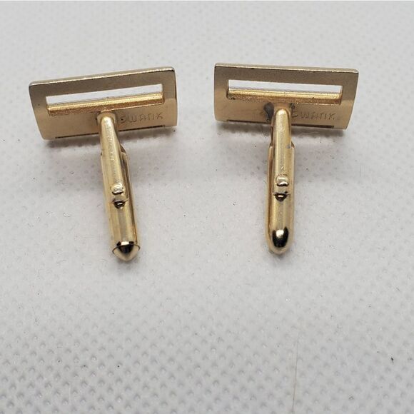 Swank Gold Tone & Silver Tone Cuff Links - Picture 2 of 3